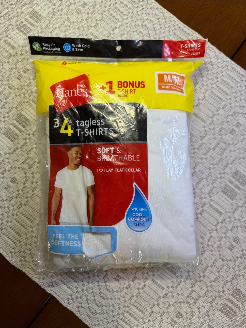 Hanes White Men’s Tagless Crew T-Shirts Pack